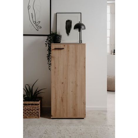Mueble para zapatos Satos - Roble Artesano - 100 x 110 x 34 cm - Capacidad 12 Pares (1/5)