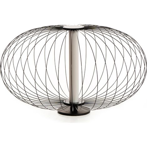 Lampada da tavolo led paralume in acciaio nero lucido 50x50xh. 29 cm (1/3)