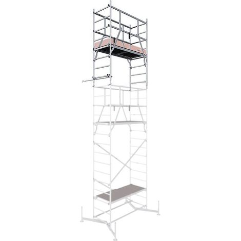 Krause – Échafaudage en aluminium 2ème hausse – Hauteur de travail jusqu'à 7,00 m – Capacité de charge 200 kg/m² – Montage rapide sans outils