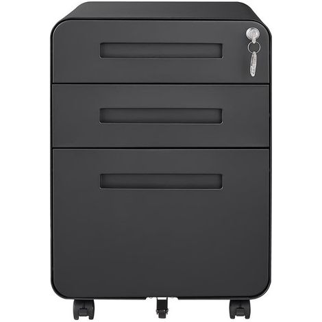 Caisson mobile, meuble rangement bureau ,avec 3 tiroirs, 46 x 40 x 58 cm , noir (1/5)
