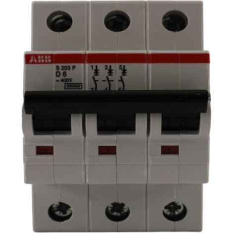 Interruttore magnetotermico 3 poli 3 moduli 6A curva D serie UL ABB