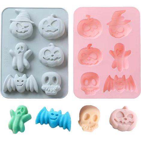 Moule À Pâtisserie En Silicone - Citrouille Chauve-Souris Crâne Fantôme - Pour Chocolat Gâteaux Bonbons Savon Glace - 2 Pièces (1/5)