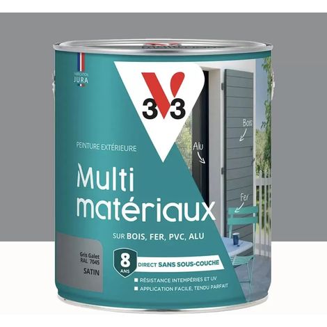 Peinture extérieure V33 Multi-matériaux Satin Gris galet 2,5 L (1/2)