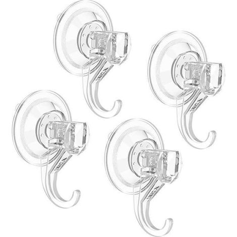 royaluxe - 3 kg résilient Ventouse en Transparent de Cuisine Salle de Bain Ventouse Muraux Crochets d'Aspiration Imperméables sans Colle de Forage Nécessaires, 4Pièces (1/4)