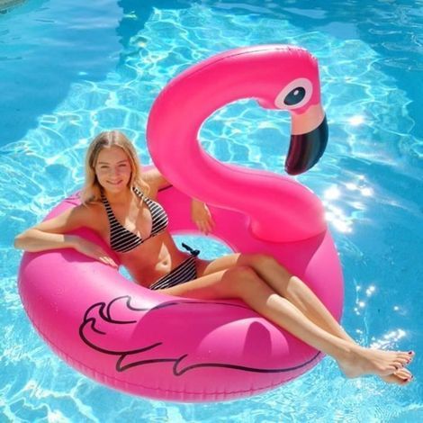 (Pink) Aufblasbare Pool- und Strandliege - Flamingo - PVC - 200 x 95 cm - Für Erwachsene und Kinder
