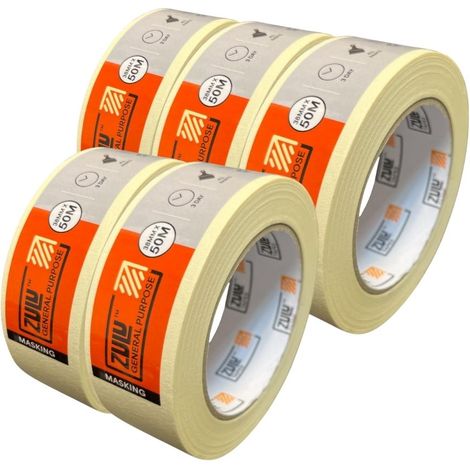 Zulu Premium Painters Beige Masking Tape (L)50m (W)38mm, Pack of 5