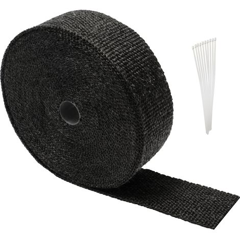 Wolketon 10M Titan Hitzeschutzband Auspuffband Auspuff Band Krümmer Band mit 10 Metallkabelbinder für Auspuffanlagen, Isolierband Hitzeschutz