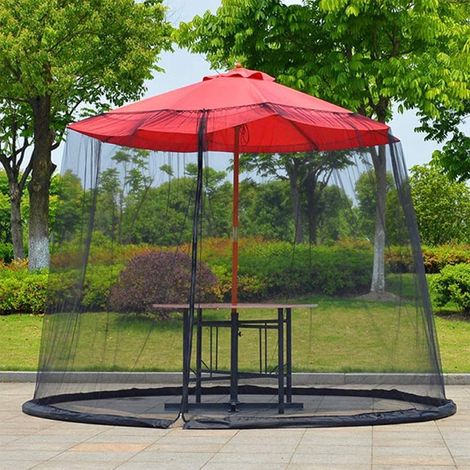 Protection Moustiques Parasol Moustiquaire Ajustable Grand Modèle Filet Anti Insectes pour Auvent Terrase et Jardin-e 2,5 à 3 x 2,3 m (1/4)
