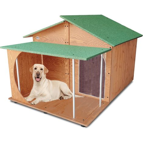 Cuccia In Legno Per Cani da Esterno "Rinforzata" mod. Extra Large con Veranda MADE IN ITALY A - Mod. 4XL “Gigante” con "TENDINA OMAGGIO"