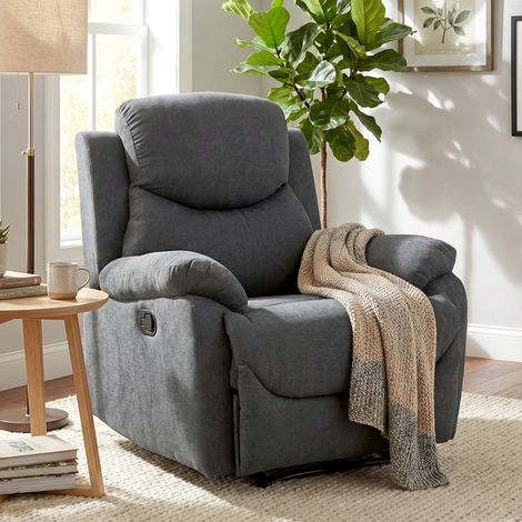 Sillón Relax Reclinable Manual con Reposabrazos y Reposapiés Carga 150 kg para Salón Dormitorio Gris (1/5)