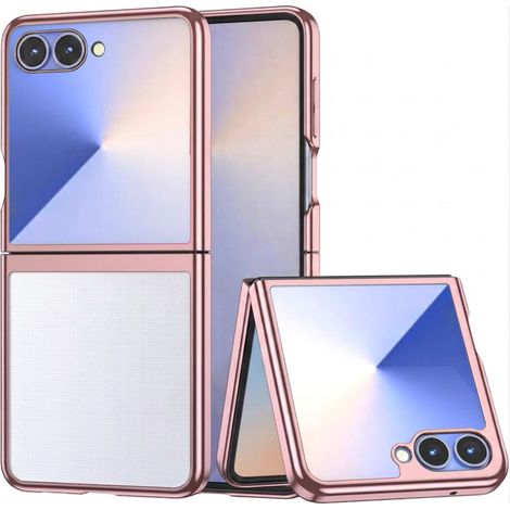 Transparente Schutzhülle für Samsung Galaxy Z Flip 8, Hartschalenetui, Roségoldener Rahmen (1/4)