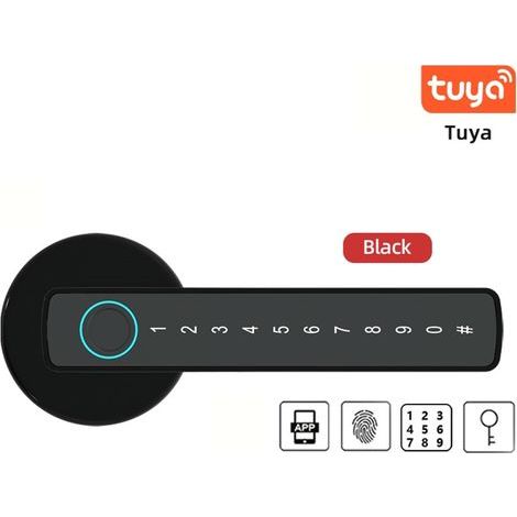 Serrure Connectée Empreinte Digital pour Portes Intérieures, Déverrouillage Électronique Sans Clé avec Contrôle à Distance par Application, 5 Méthodes d'Ouverture (Empreinte/Code/Carte/Clé/App), Compa (1/5)