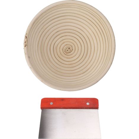 Panier à pain rond avec doublure en tissu, bol en rotin pour la levée de la pâte, diamètre 24,5 cm (1/5)