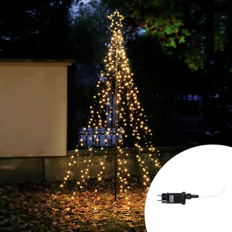 Albero luminoso a cascata con stella da 848 Led altezza 3,5 metri Bianco Caldo Wisdom (1/3)