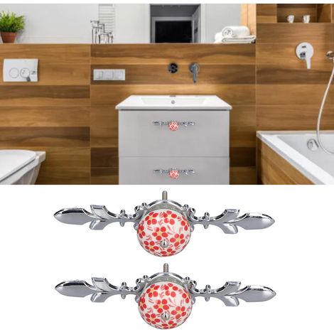 Set aus 2 blau-weißen, kürbisförmigen Porzellangriffen für Schrank-, Kleiderschrank- und Garderobentüren. Moderner, minimalistischer und rustikaler Stil. Strapazierfähiger roter 1060D-Stoff – große Au (1/5)