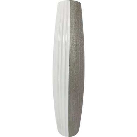 Grand vase décoratif blanc et argent (1/2)