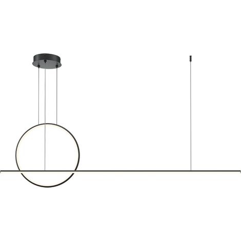 Maytoni Halo Ring Lampadario moderno a sospensione da soffitto da 143 cm, nero, paralume bianco da 1500 lm (1/5)