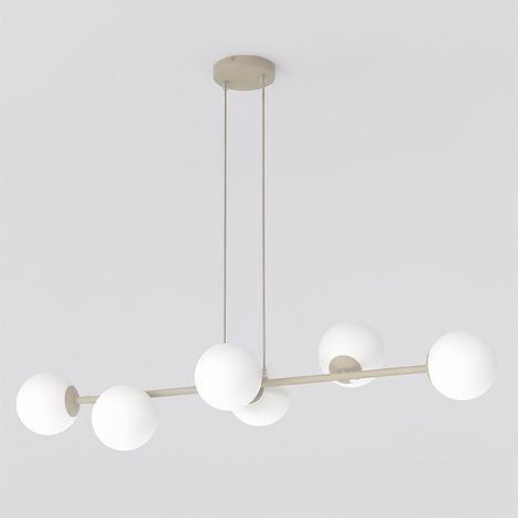 Lampada a sospensione Magnus in acciaio moka e vetro opale (1/5)