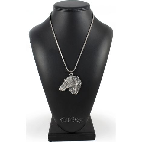Collana con ciondolo a forma di cane Borzoi russo, Borzoi, Barzoi, ciondolo a forma di cane su catena d'argento, gioiello unico di Art-Dog (1/5)