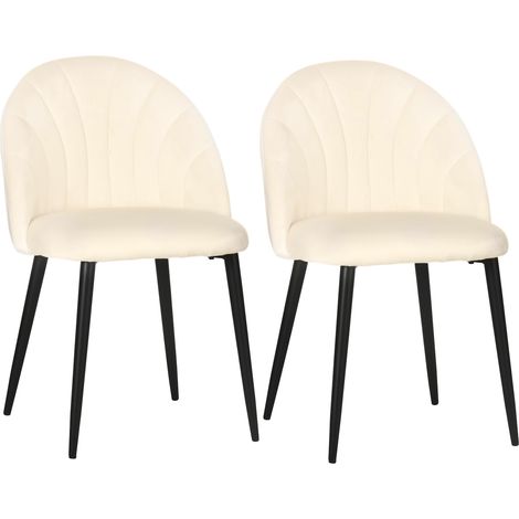 Set di 2 Sedie Sala da Pranzo, Sedie Cucina Moderne con Schienale a Conchiglia e Gambe in Metallo, Sedia in Velluto con Imbottita per Cucina, Camera da Letto, Ufficio e Soggiorno, Beige