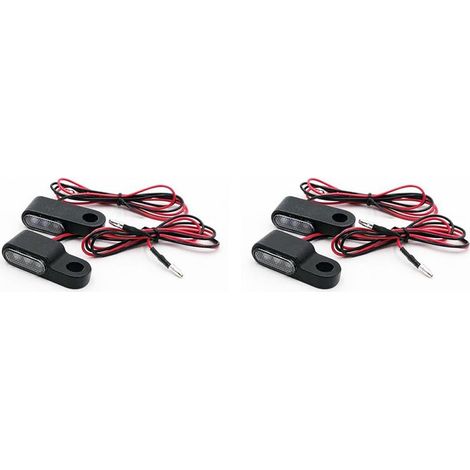 Adecuado para un juego de 4 piezas de intermitentes LED para motocicleta de la serie 12V, intermitentes ámbar para manillar, soportes para palancas de freno y embrague, color negro.
