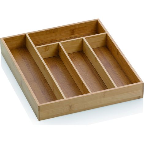 Kela portaposate in bambù 30 x 34 x 5 cm, Inserto 5 Scomparti, KALMA, organizzatore per cassetti da Cucina, Wood, Brown (1/5)