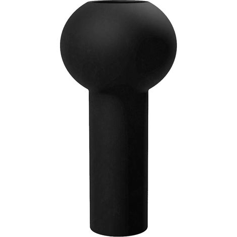 Vase Pillar en céramique, de Couleur Noire, fabriqué à la Main, diamètre : 12 cm, Hauteur : 24 cm, HI-028-27-BK (1/5)