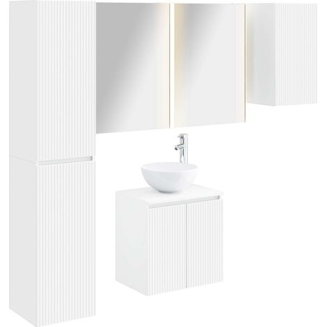 Badezimmerschrank-Set 5 stk. Weiß Holzwerkstoff vidaXL (1/5)