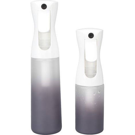 Lot 2 flacons pulvérisateurs vides 300ml + 200ml gris dégradé rechargeables brume fine pour cheveux plantes. (1/5)