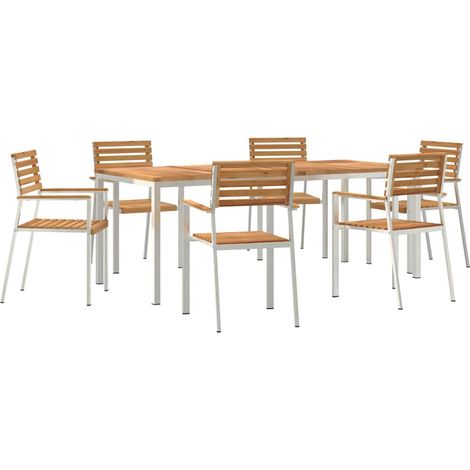 Maison Exclusive - Garten Essgruppe 7 pcs Massives Teakholz und E