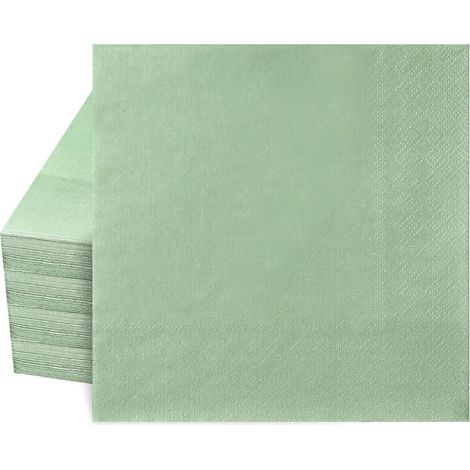 Lot de 100 serviettes en papier jetables vert sauge, 33 x 33 cm, pour mariage, dîner, anniversaire, anniversaire de mariage (1/5)