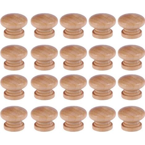 Set mit 20 pilzförmigen Holzgriffen für Schubladen inklusive Schrauben – Elegante Griffe für Möbel und Schubladen. 3,5 cm
