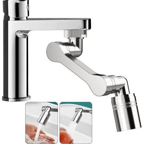 Bec rallonge de robinet 1440 degrés 2 modes pour robinets avec filetage extérieur de diamètre 20/22/24 mm (1/4)