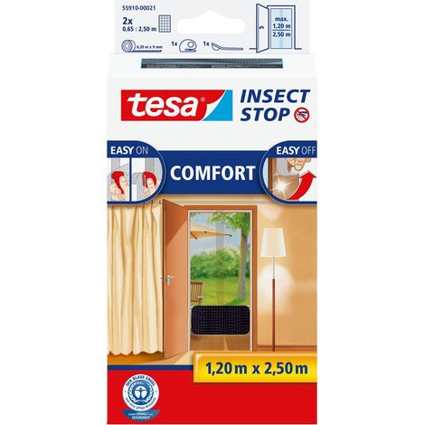 tesa Insect Stop Comfort XL - Mosquitera para puertas (2 x 0,65 x 2,20 m), color gris