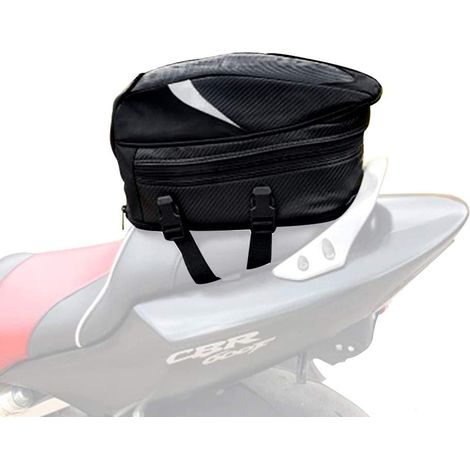 Sacoche arrière moto étanche, sacoches latérales multifonctions en cuir PU, rangement pour casque et bagages moto (1/5)