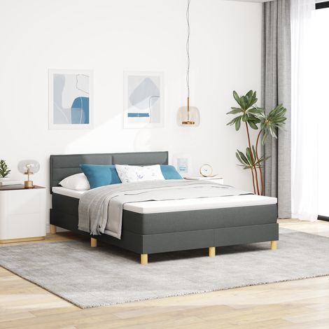 Boxspringbett mit Matratze Dunkelgrau 140 x 200 cm Stoff vidaXL (1/5)
