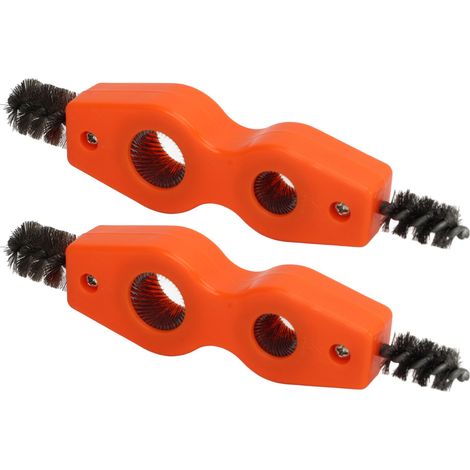 4-in-1 Autobatterie-Reinigungsbürste, 2-teilig, orange, robuster Metalldraht, kompatibel mit 1/2 und 3/4 Zoll, vielseitiges Reinigungswerkzeug. (1/5)