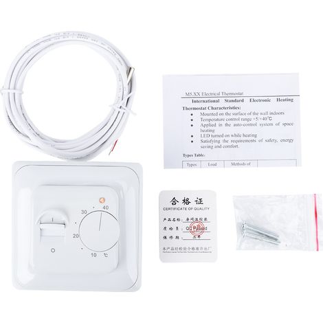 Thermostat Manuel - Pour Chauffage au Sol Électrique - 220 V - Capteur NTC Extérieur - Boîtier Standard - 1 Pièce (1/5)