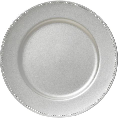 Weihnachtsdeko Teller mit Zierrand silberfarben rund Ø 33 cm - Kunststoff (1/2)