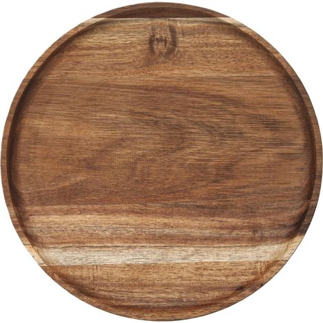 Plateau de Service en Bois Plateau Rond Imperméable pour Présentation Plateau de Service Rond Décoratif pour Fromage, , Gâteau, Snack, Fruit, Bougie, Salon, Bureau, Restaurant, (1/5)