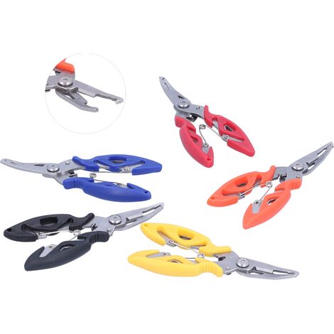 Pince de pêche multifonction en acier inoxydable (lot de 5) avec dégorgeoir et ciseaux incurvés. (1/5)