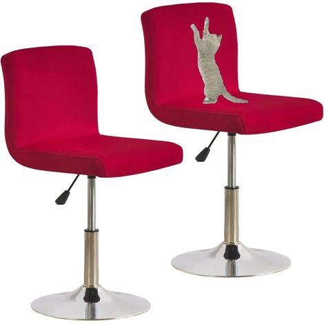 Set of Bar Stool Covers, Stretchable Swivel Bar Stool Chair Covers, Cat Scratch Resistant with Backrest, Washable Spandex Pub Chair Cover (Red, 2) (1/5)