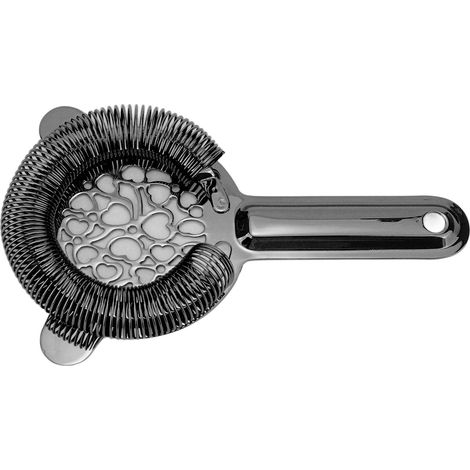 Passoire inox noir, filtre à glace européen, strainer cocktail, cuillère à thé, passoire à glaçons, ustensile bar. (1/5)