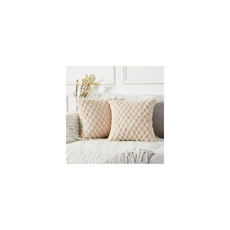 Housses de Coussin Fausse Fourrure Boho, 50x50 cm, Beige, Décor Élégant pour Canapé, Lit, Salon