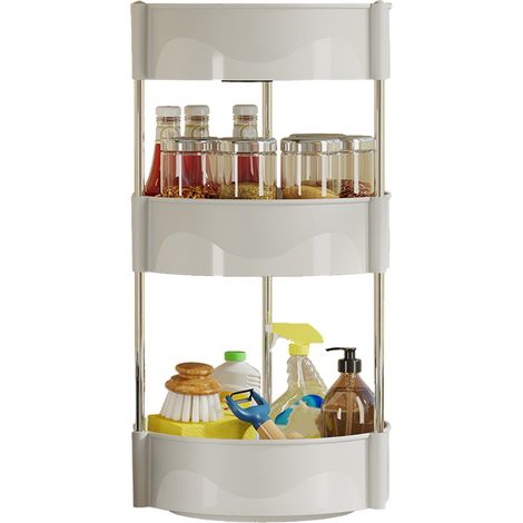 Étagère à Épices Tournante 3 Étages, Rangement de Cuisine Multifonction Gris pour Organiser Condiments (1/5)