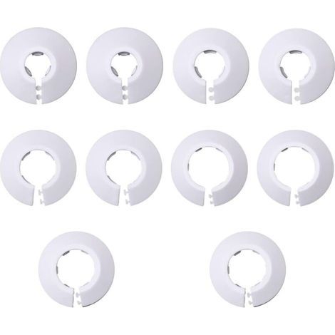 Lntyq 10-teiliges Set einfacher Heizkörperrosetten, Heizkörperrosette, Heizkörperrohrabdeckung, Rohrabdeckung für Heizkörper, Wand-/Bodenlochabdeckung, für Heizung, Abdeckung (12/16/20/25/32 mm, Weiß) (1/5)