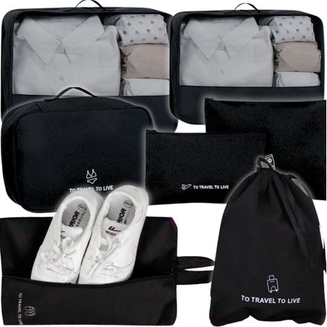 Lot de 7 boîtes de rangement pour valises, cosmétiques, vêtements, sous-vêtements, voyage (1/5)