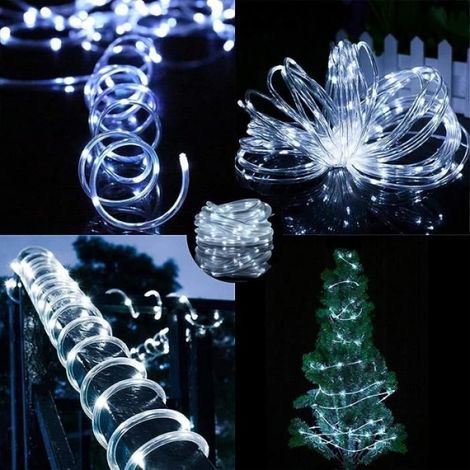 2Pcs Guirlandes Lumineuses Solaires DExtérieur -12M 100LED-8 Mode - Tube tanche (1/4)