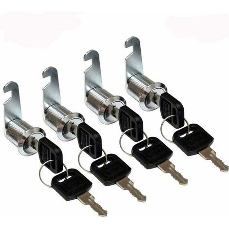 Lot de 4 Serrure Batteuse Cylindre, Verrou de Porte pour Armoire, Serrure Batteuse a Came Barillet pour Boite aux Lettres Tiroir -25mm - Argent (1/4)