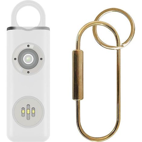 blanc Safe Sound Alarme Personnelle, 130 Db Fort Sirne Chanson Alarme De Scurit Porte-cls Avec Lumire Led Stroboscopique Sos, Mousqueton, Cble De (1/5)